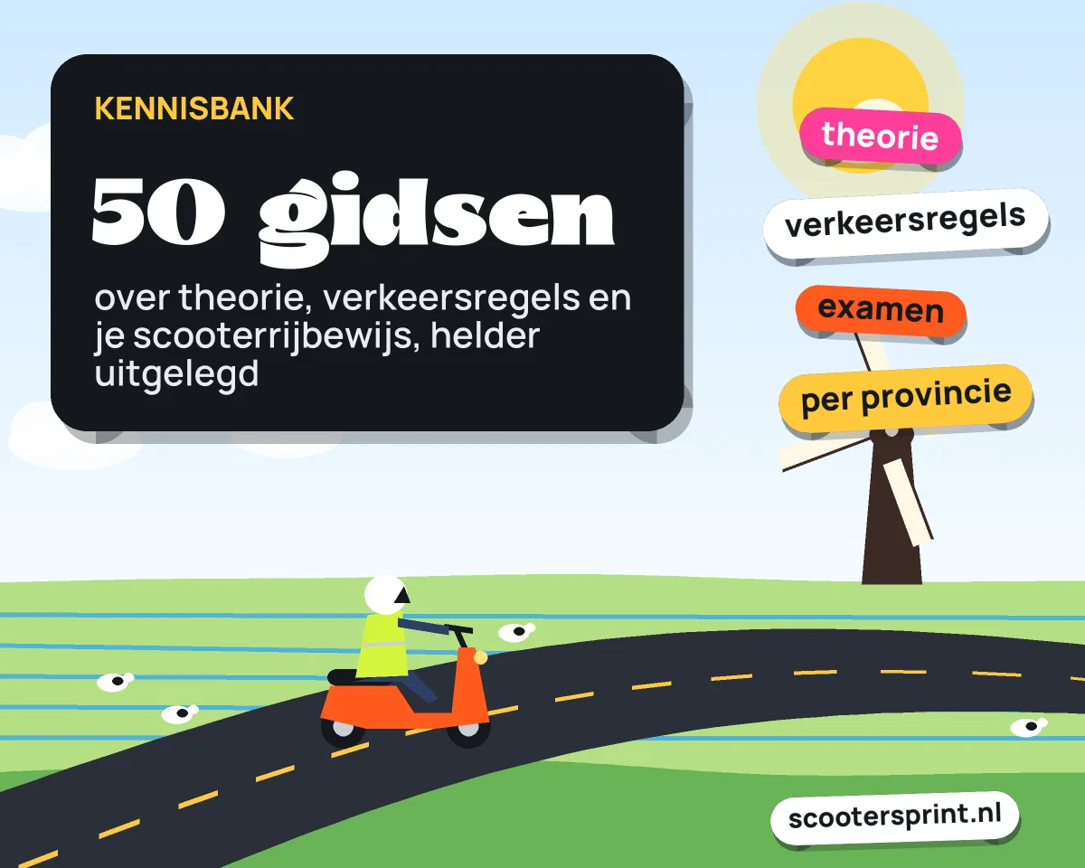 Infographic: kennisbank met 50 gidsen over theorie, verkeersregels en het scooterrijbewijs