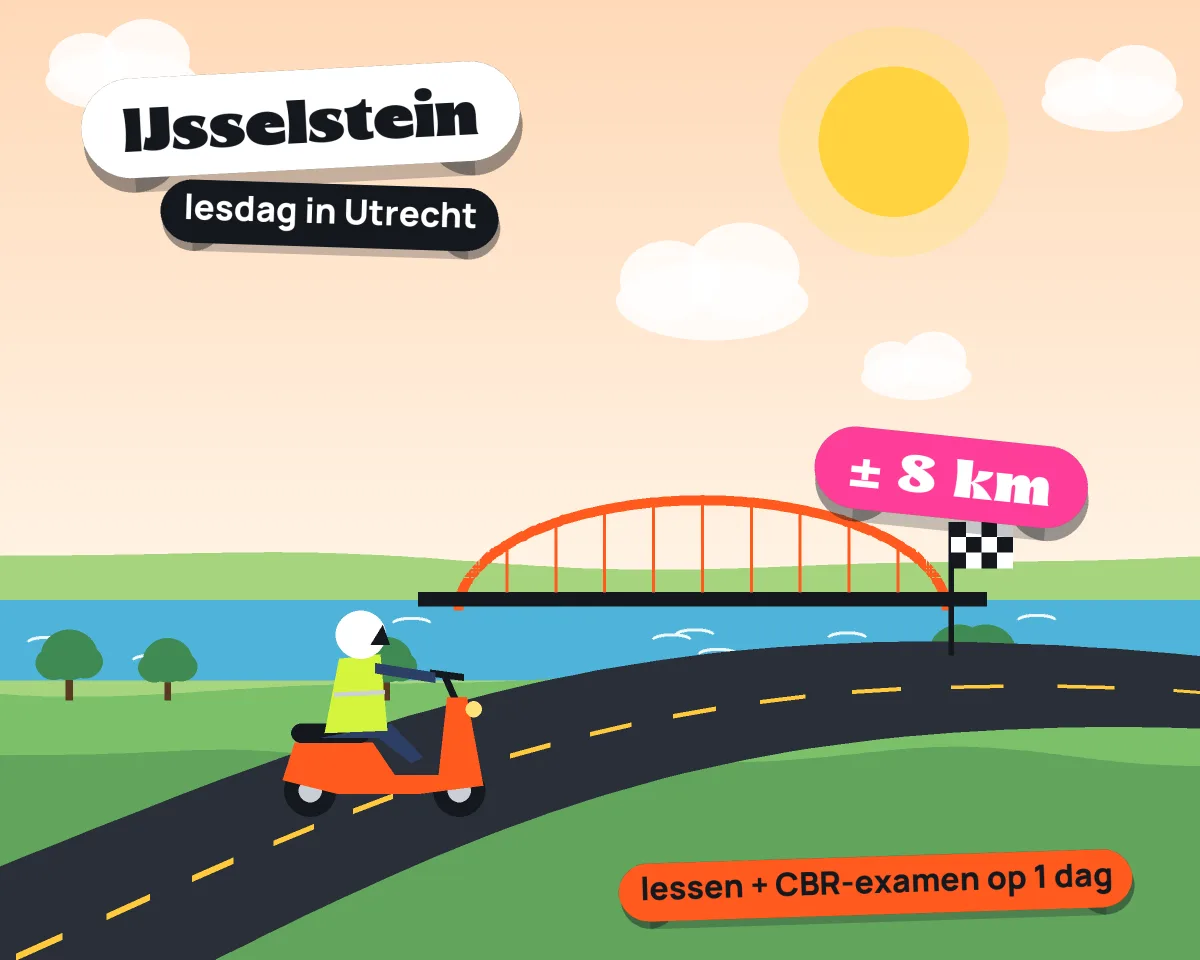 Illustratie: met de scooter van IJsselstein naar je lesdag in Utrecht, ± 8 km hemelsbreed