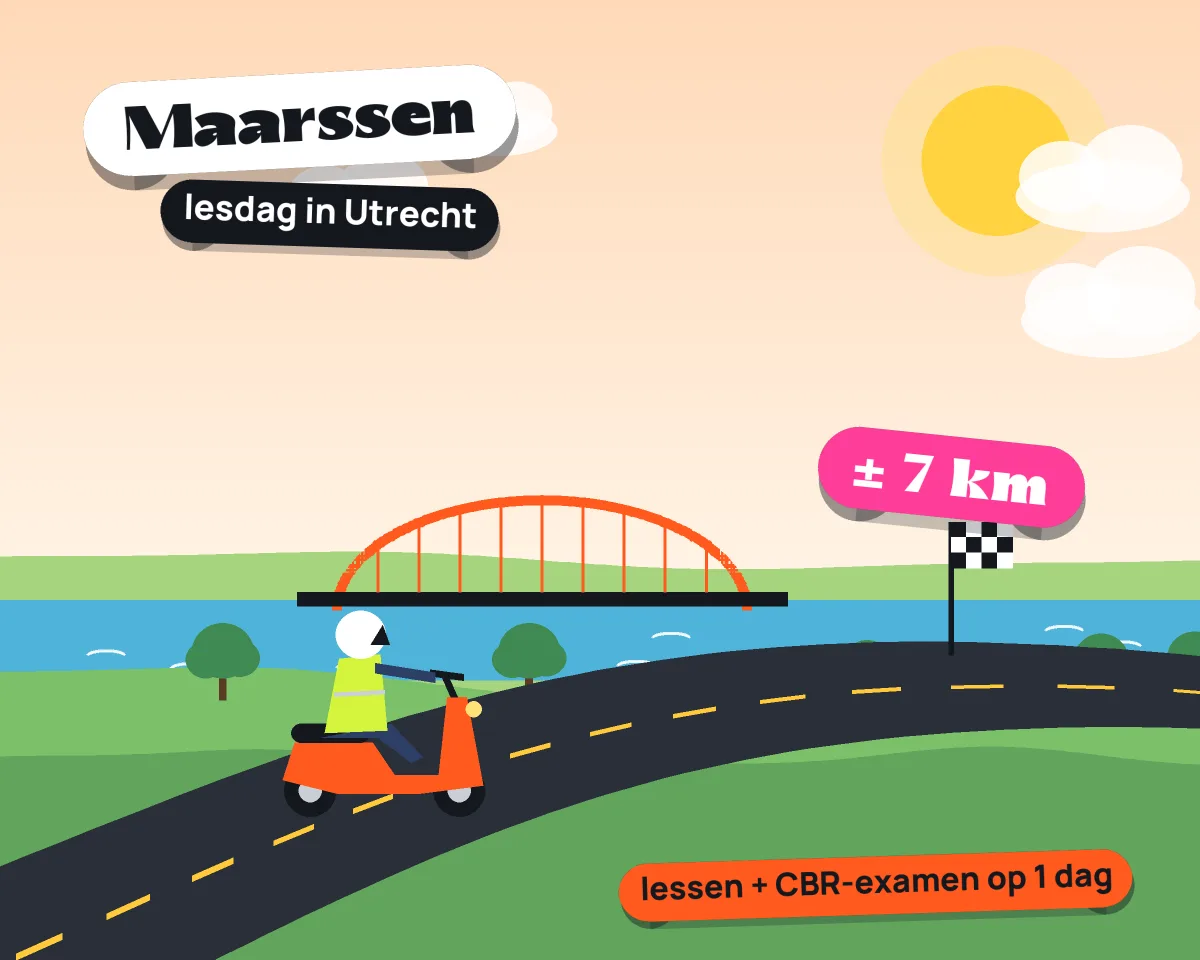 Illustratie: met de scooter van Maarssen naar je lesdag in Utrecht, ± 7 km hemelsbreed